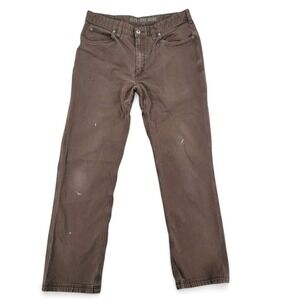 Duluth Trading Mens 36x34 Pants Brown Workwear Canvas Straight Flex Fire Hose